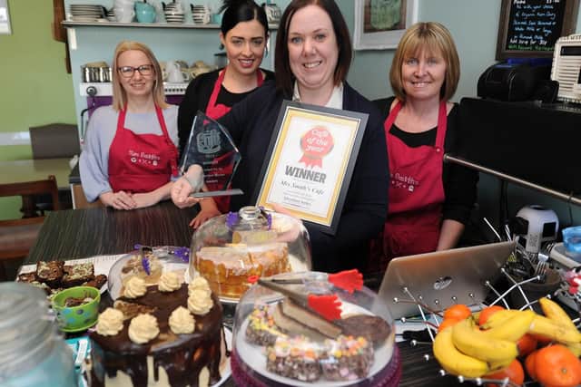 Winners of the Harrogate Cafe of the Year competition, Mrs Smith's Cafe. Pictured are owner Phillipa Smith with staff at the counter. Picture: Gerard Binks.