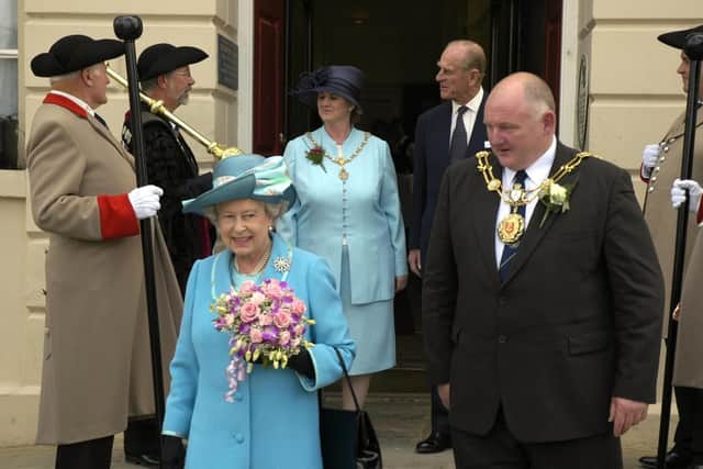 Coun Stuart Martin with the Queen during her visit to Ripon in 2004.