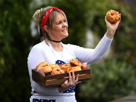 Lottie Handley with scones from Mill Race Teashop