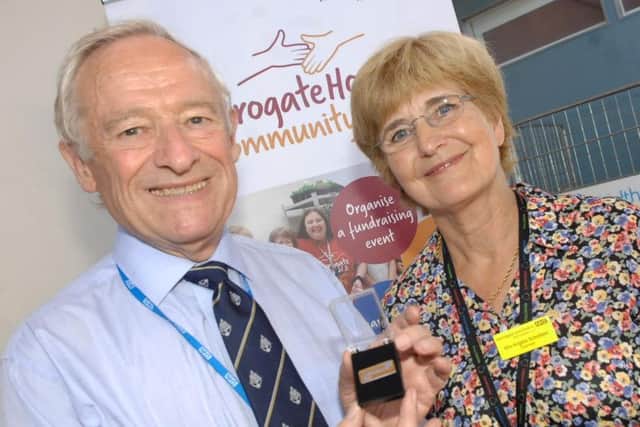 Longest standing volunteer at the awards, Andy Wilkinson, won a badge of honour for his 40 years service to the hospital charity, Friends of Harrogate Hospital.