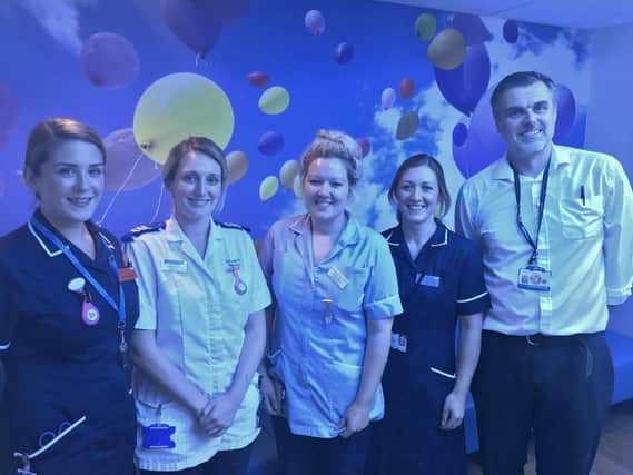 Emergency Department staff at Harrogate District Hospital in the new children's waiting area.