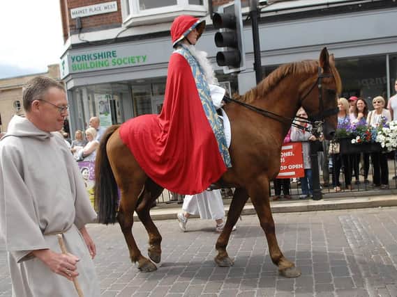 Laura Hodgson with her horse Dougie at last year's St Wilfrid's Procession.