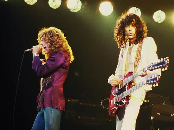 Definitive new book about Jimmy Page - Led Zeppelin pictured  on stage at their peak in the 1970s.