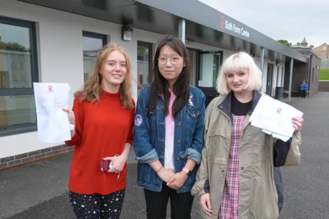 Laura Houseman (A*AAB), Joanne Ho (A*AB) and Hannah Dolman (A*AA) were among Rossett's high achievers and will be studying Fashion, Veterinary Medicine and Music Journalism respectively.