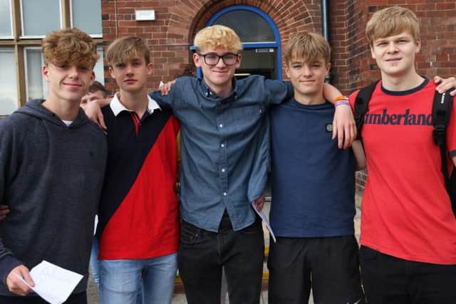 Finlay Pruden (second left) and friends at Ripon Grammar School.