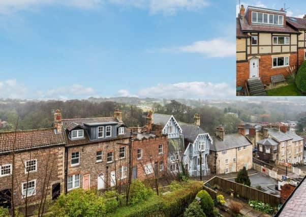 The view from 20 Kirkgate, Knaresborough - Â£249,950 with Dacre, Son & Hartley, 01423 864126 - and, inset, the house itself.