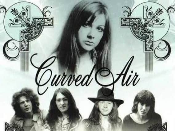 Sonja Kristina pictured with legendary prog rockers Curved Air in the 1970s.