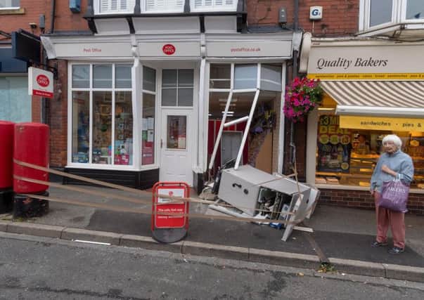 Damage to Boston Spa's village post office after a ram raid overnight