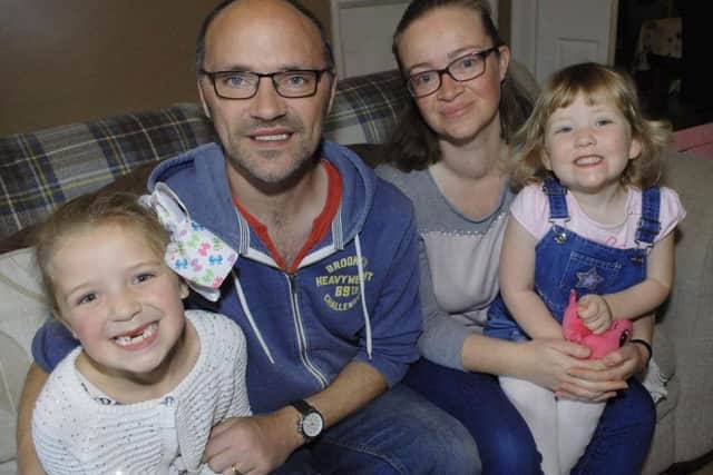 Mark Smith, Harrogate dad of two and double transplant recipient with his family.