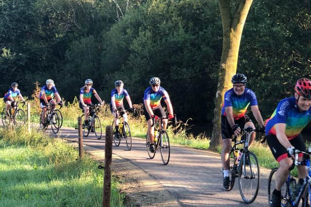 Samantha Harrison of Continued Care rode from London to Amsterdam and Brussels in aid of the Yorkshire Cancer Centre, with husband Gareth, daughter Amy and friends Louise Annat, Andy Roberts, and Jon and Sally  Hatchard and their son Alec.