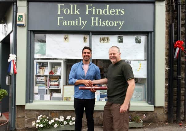 TV presenter Chris Bavin with Phil Taylor of Folk Finders.