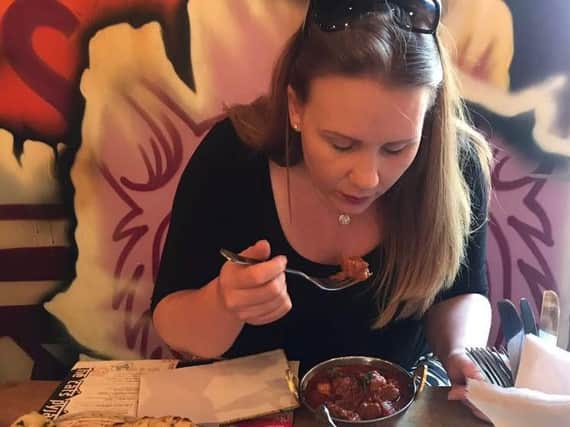 Alison trialling the new curry just hours before she gave birth.