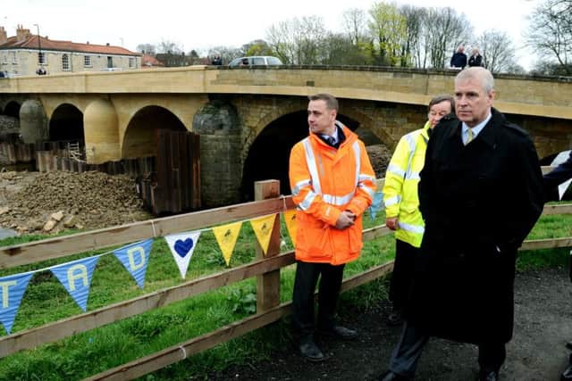 HRH Duke of York visits Tadcaster bridge.
29th March 2016.
Picture Jonathan Gawthorpe