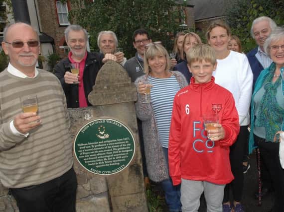 Richard Taylor and David Winpenny of Ripon Civic Society with guests at the unveiling of the John Walbran plaque. (1809152AM3)