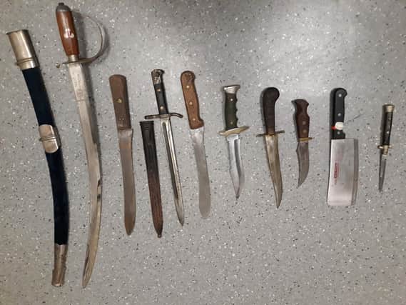 Some of the knives collected by North Yorkshire Police's amnesty bins.