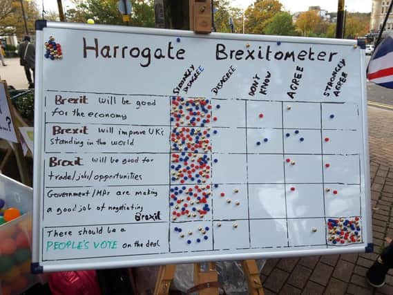 Harrogate Brexitometer - Part of North Yorkshire for Europe stall at Cambridge Street in Harrogate last Saturday.