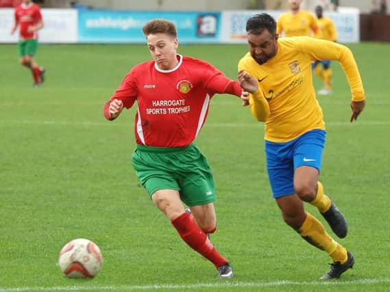 Aaron Haswell on the run during Harrogate Railway's clash with Albion Sports. Picture: Adrian Murray