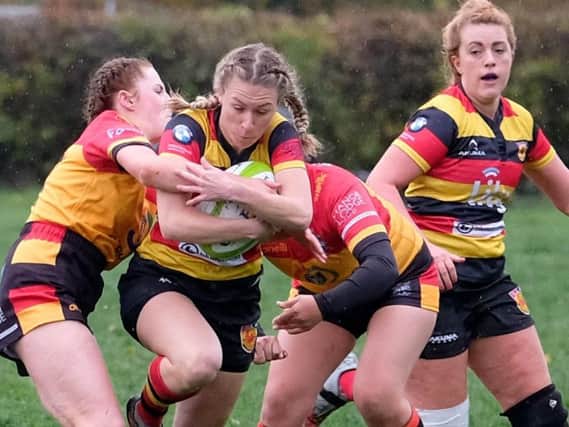 Action from Harrogate RUFC Ladies' mauling of Southport at the Stratstone Stadium. Picture: Richard Bown