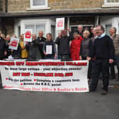 Protesting residents in the village of Hampsthwaite near Harrogate.