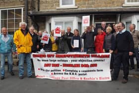 Protesting residents in the village of Hampsthwaite near Harrogate.