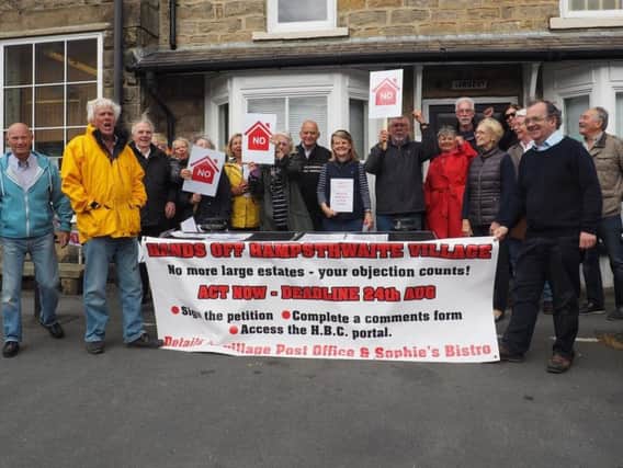 Protesting residents in the village of Hampsthwaite near Harrogate.