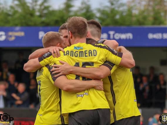 Kelvin Langmead proved to be Harrogate Town's saviour when Dover Athletic visited the CNG Stadium. Picture: Matt Kirkham