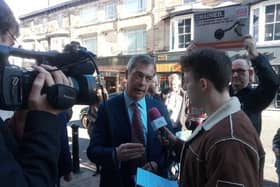 Nigel Farage MEP being interviewed on Parliament Street on Saturday by Leeds University's Youtube team