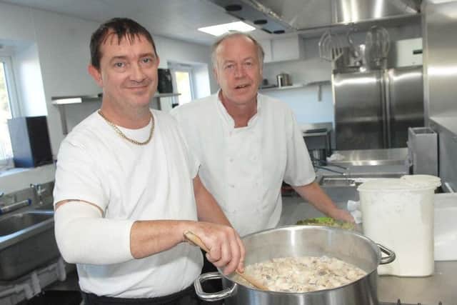 Head chef Gary Cooper  with chef Howard Riseley in the new kitchen,