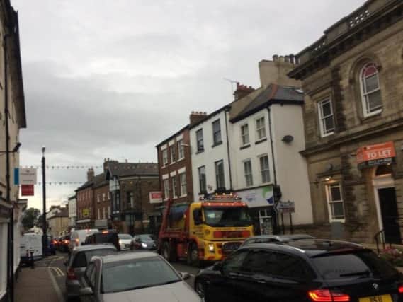 Gridlocked traffic caused partly by problems at Bond End in Knaresborough.