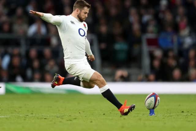 Elliot Daly's long-range penalty puts England in front. CREDIT: Andrew Matthews/PA Wire