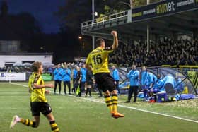 Jumping for joy: Aaron Williams netted late on against Chesterfield. Picture: Matt Kirkham