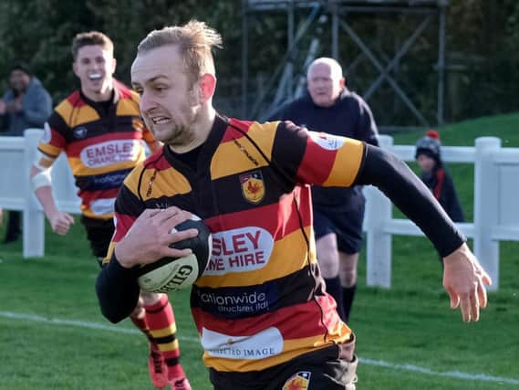Andrew Lawson scored the decisive try in Harrogate RUFC's victory at Vale of Lune. Picture: Richard Bown