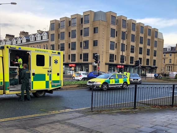 Ambulances attending the scene of today's accident in Harrogate.