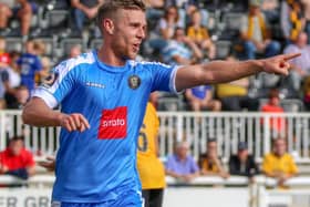 Jack Muldoon celebrates after finding the net against Maidstone. Picture: Matt Kirkham