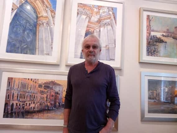 Stunning - Harrogate artist Tony Brummell Smith in his gallery with part of his latest collection of paintings in pastel.