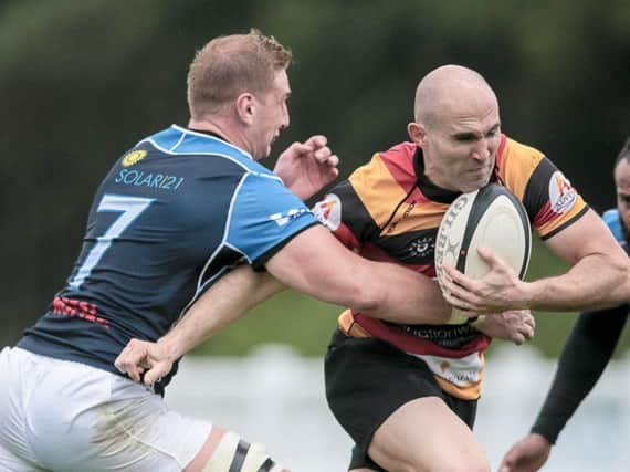 Dave Doherty in action for Harrogate RUFC. Picture: Caught Light Photography