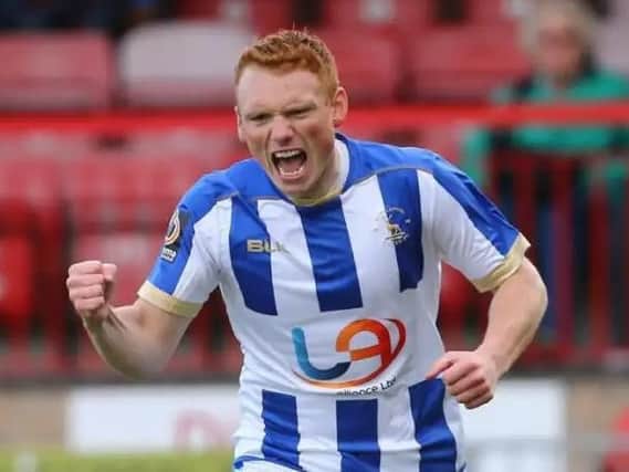 Michael Woods celebrates a goal during his time at Hartlepool United