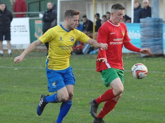 Sean Hunter in action against Garforth Town. Picture: Adrian Murray