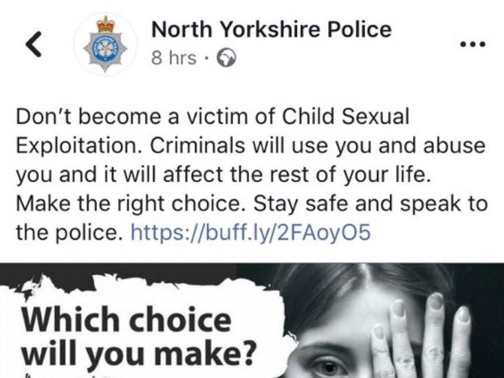 North Yorkshire Police remove abhorrent child sexual exploitation posters accused of victim blaming pic