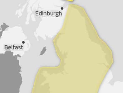 The Met Office warning crosses much of the country.