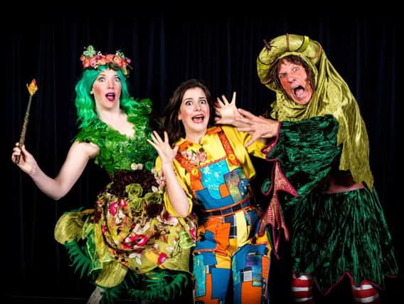 Tim Stedman, Harriette Hare and George Telfer are appearing in Harrogate Theatre's panto Jack and the Beanstalk.