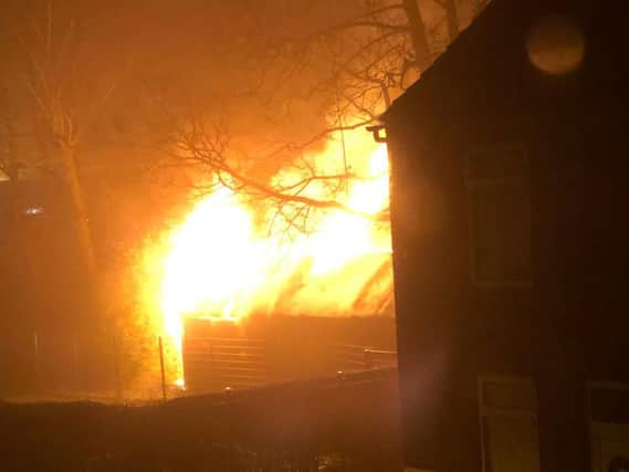 The Harrogate blaze rages this morning in Starbeck near residents' houses.  (Picture by Andy Dennis)