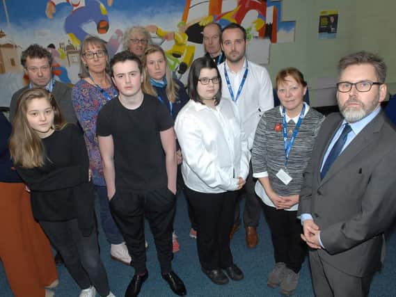Teachers and students at the Grove Academy in Harrogate.