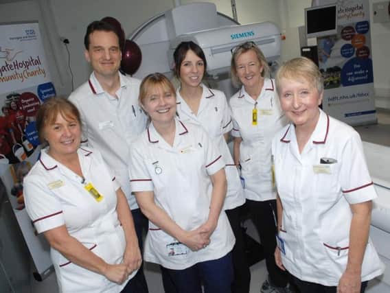 Jackie Wilkinson and Janet Hill with the rest of the radiology team.
