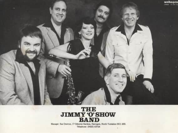 Flashback: A younger Derry Jones, front right, in the early 1980s in The Jimmy O Show Band with  fellow Harrogate musician Bob Mason, front left.