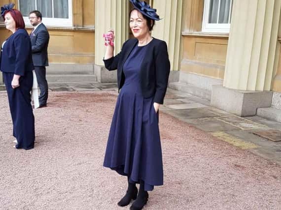 Harrogate art curator Jane Sellars after receiving the MBE at Buckingham Palace.