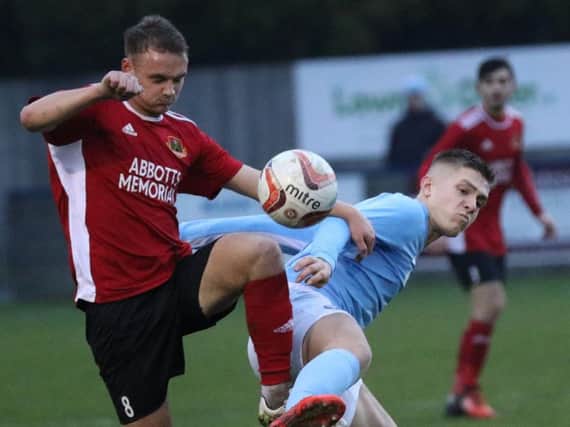 Action from Knaresborough Town's 10-goal thriller at Barton Town. Picture: Craig Dinsdale