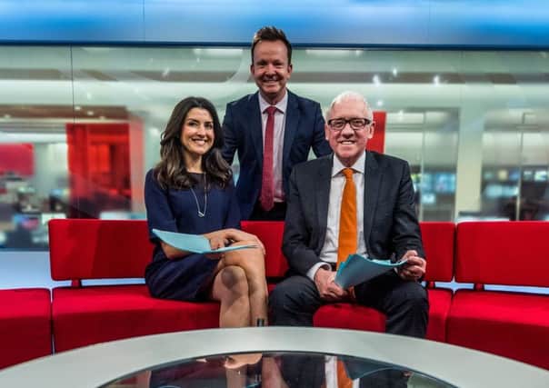 Veteran broadcaster Harry Gration (right), pictured with Look North colleagues Amy Garcia and Paul Hudson.