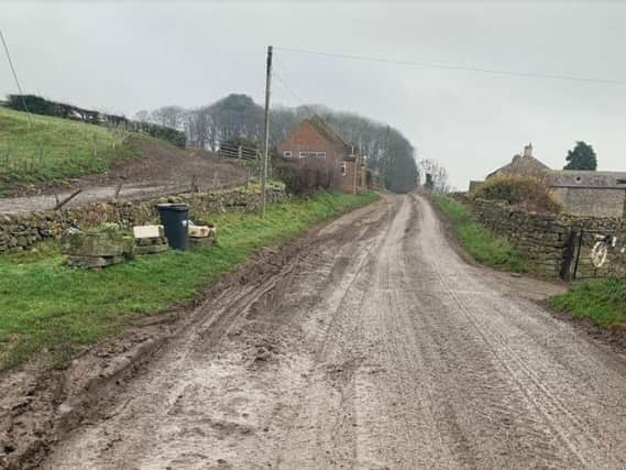 An image released by North Yorkshire County Council of mud on the roads