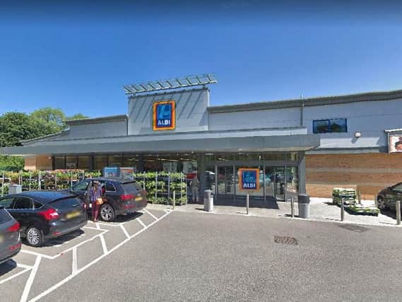 The woman was hit by a car outside Aldi in Harrogate. Picture: Google